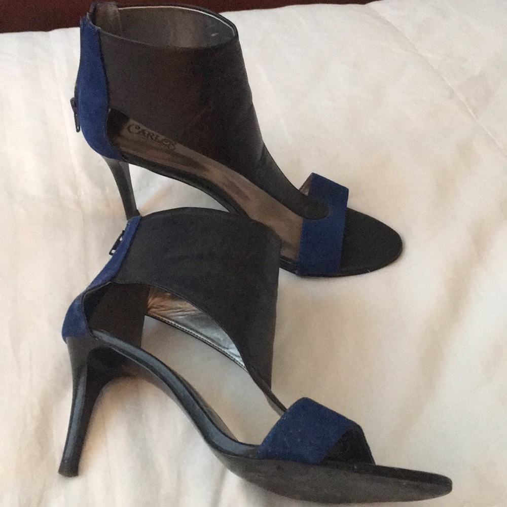 Leather and suede heels